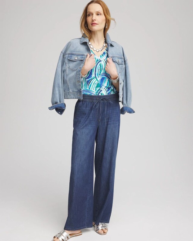 Ocean Print V-Neck Perfect Tee - image 2